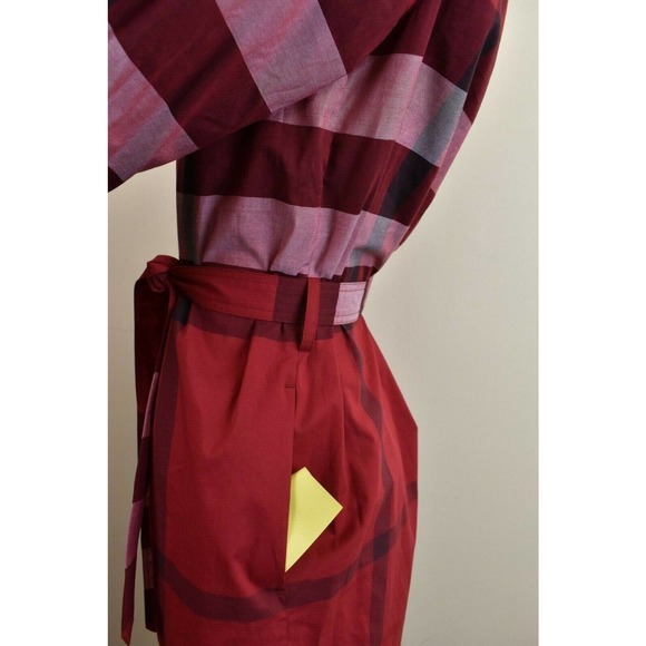 NWT BURBERRY KELSY PARADE RED CHECK COTTON BELTED DRESS US 6 / UK 8 / EU 40 $600 - Picture 5 of 12